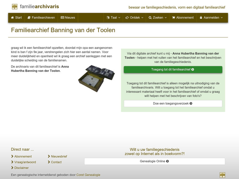 Screenshot van website