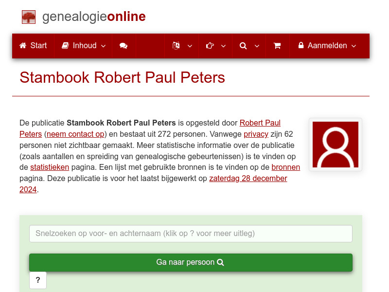 Screenshot van website