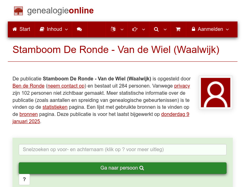 Screenshot van website