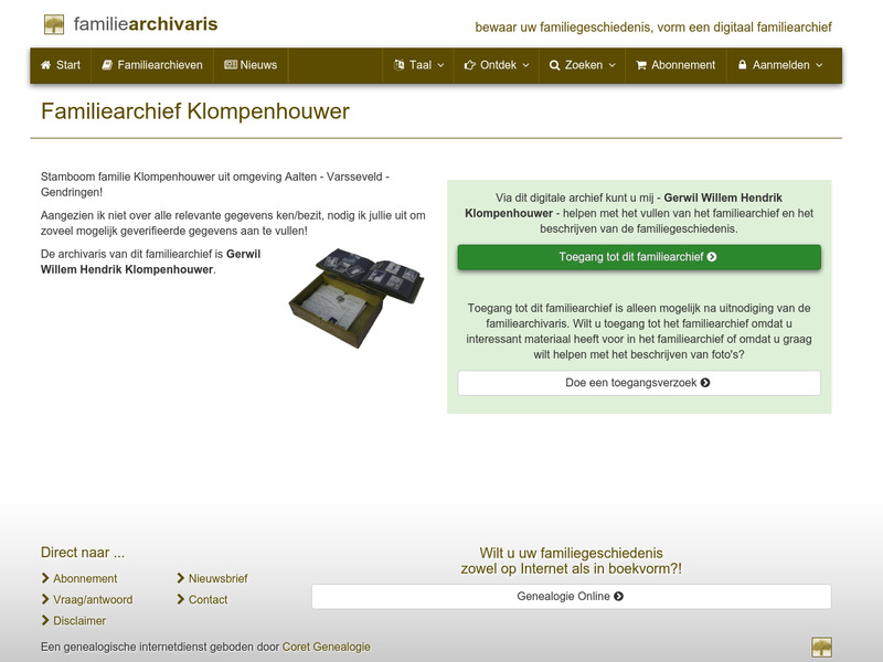 Screenshot van website