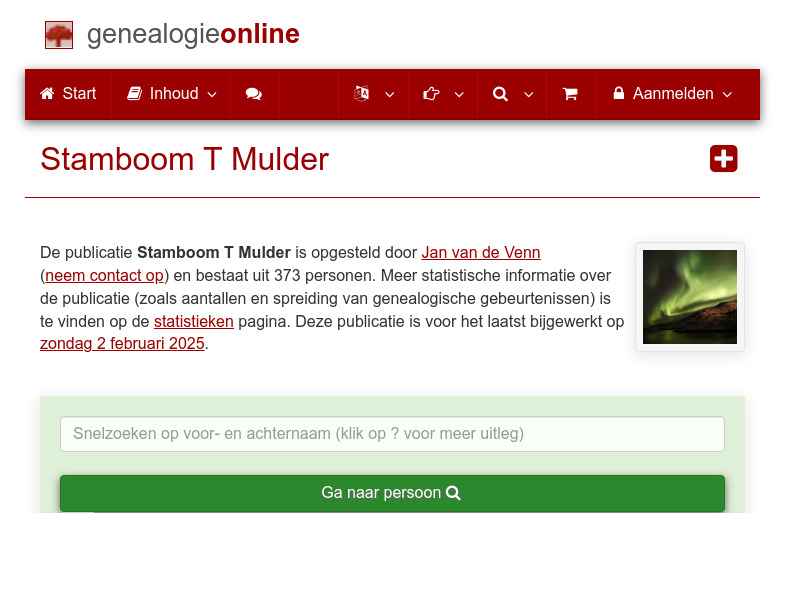 Screenshot van website