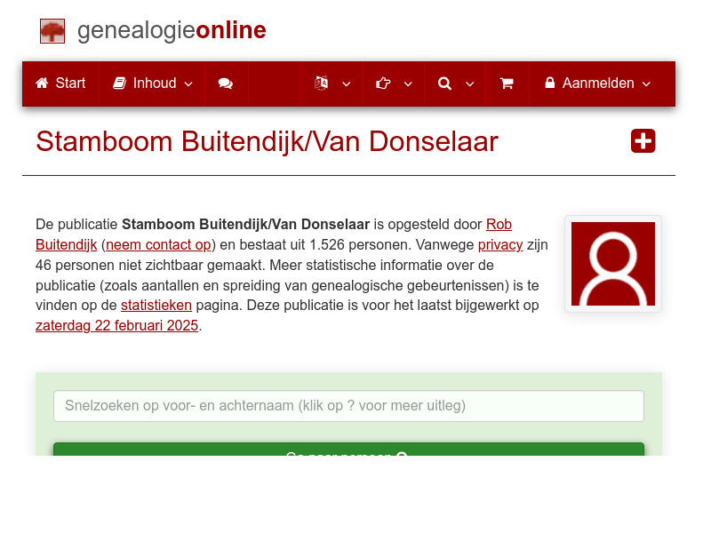 Screenshot van website