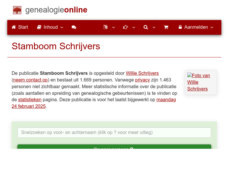 Screenshot van website