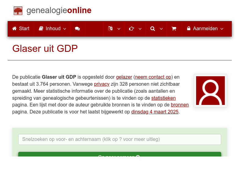 Screenshot van website