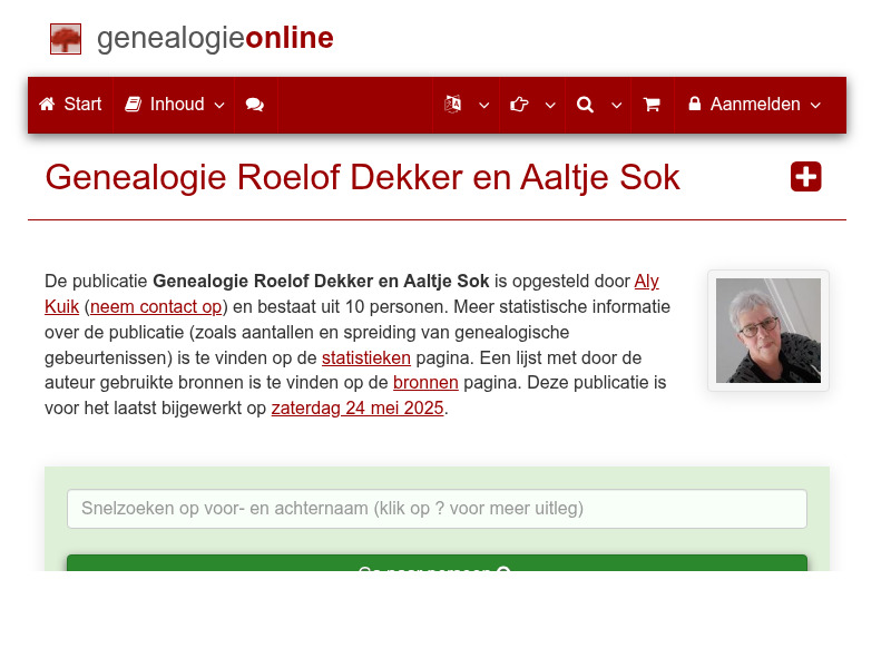 Screenshot van website
