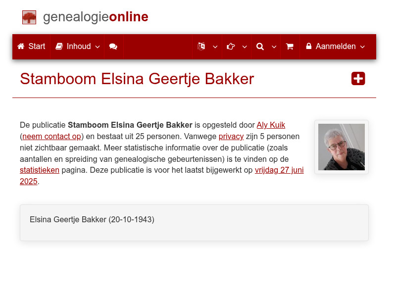 Screenshot van website