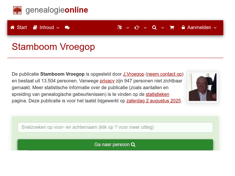 Screenshot van website