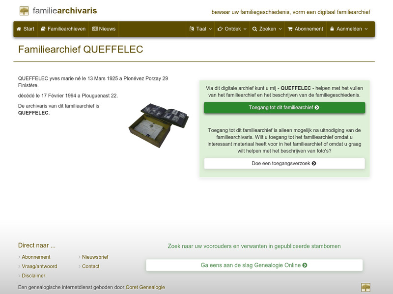 Screenshot van website