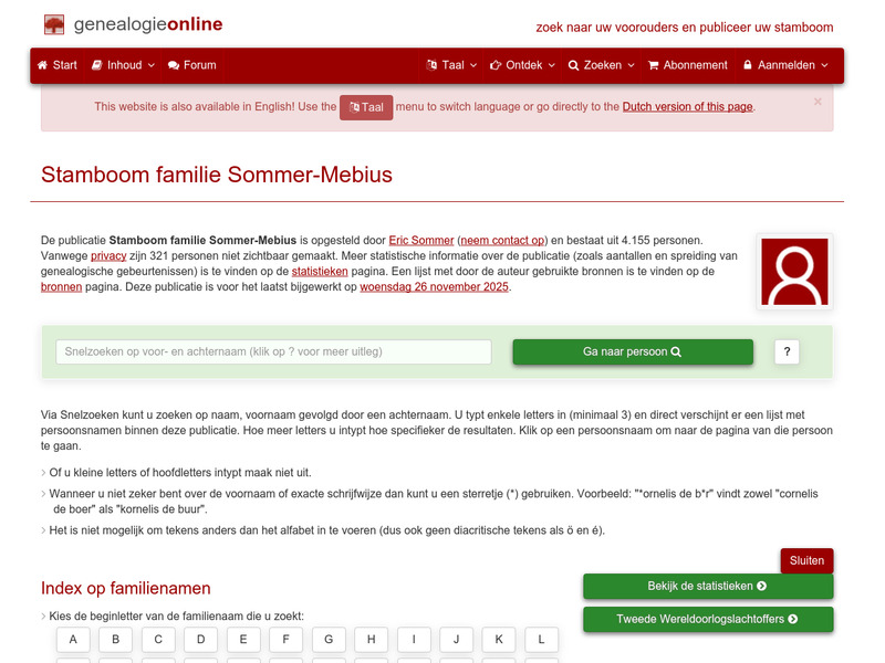 Screenshot van website