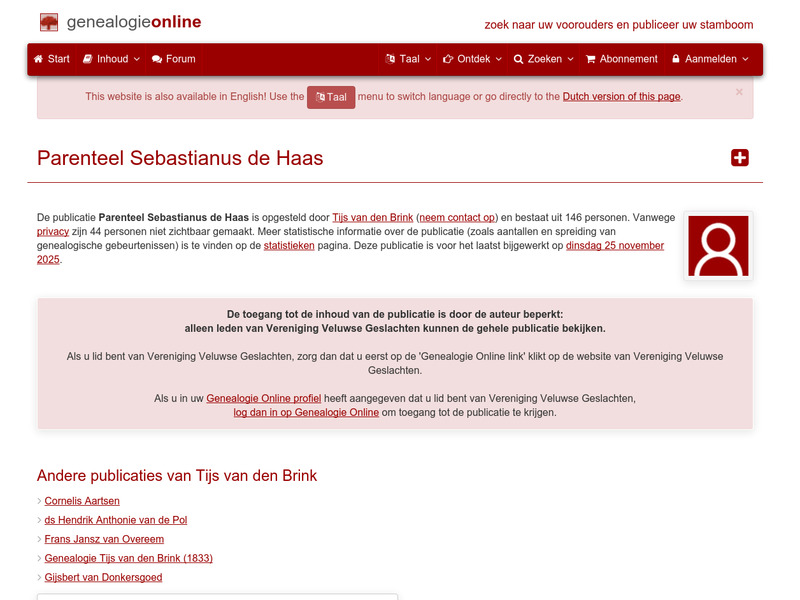 Screenshot van website
