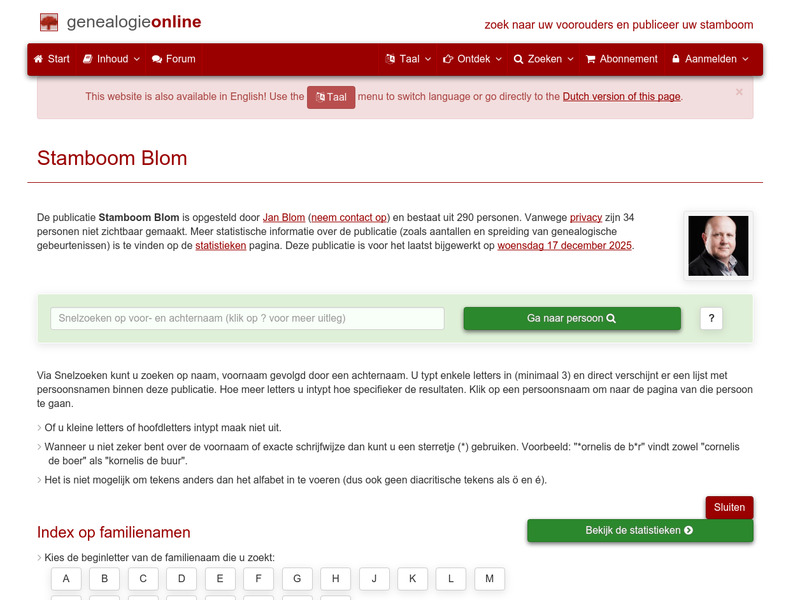 Screenshot van website