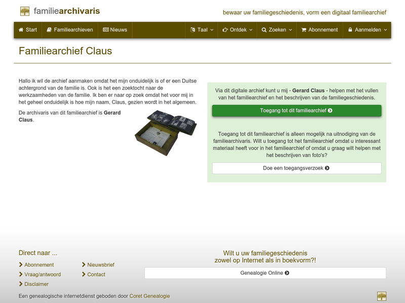 Screenshot van website