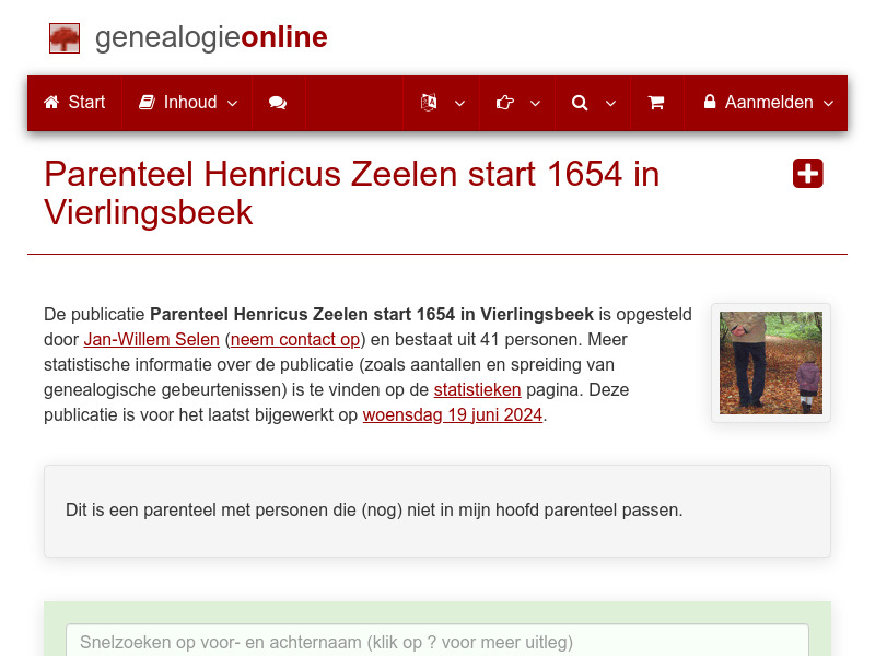 Screenshot van website