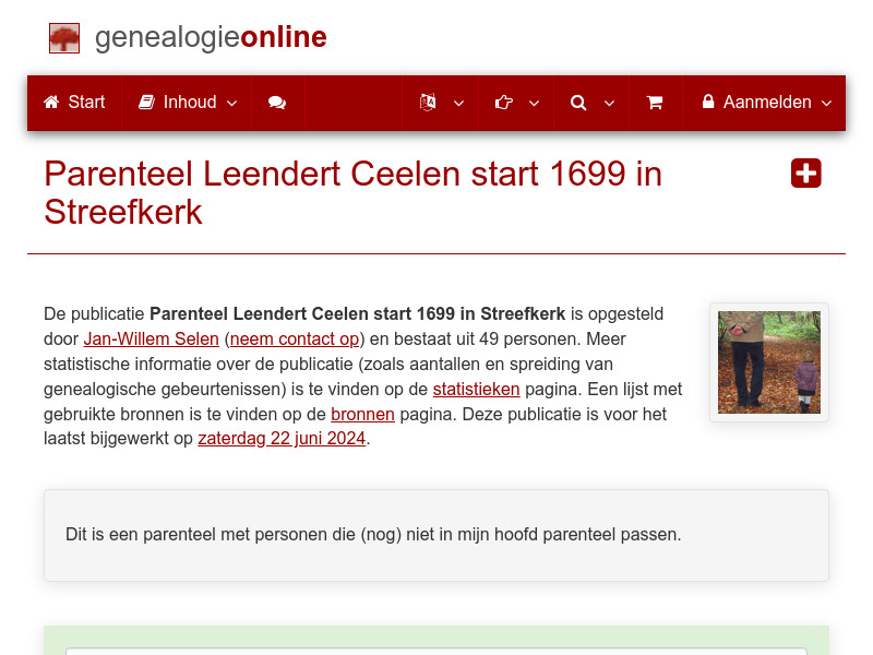 Screenshot van website