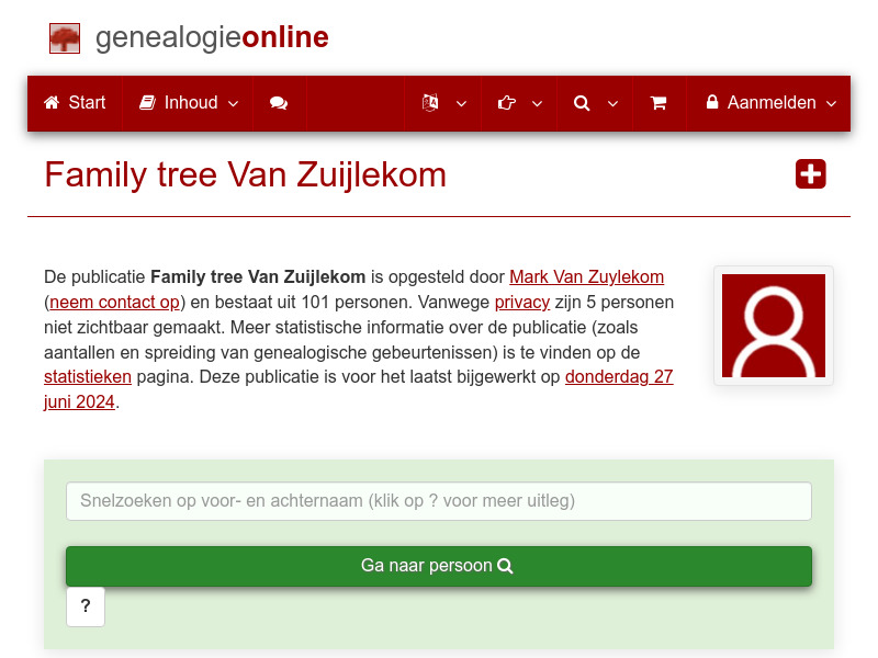 Screenshot van website