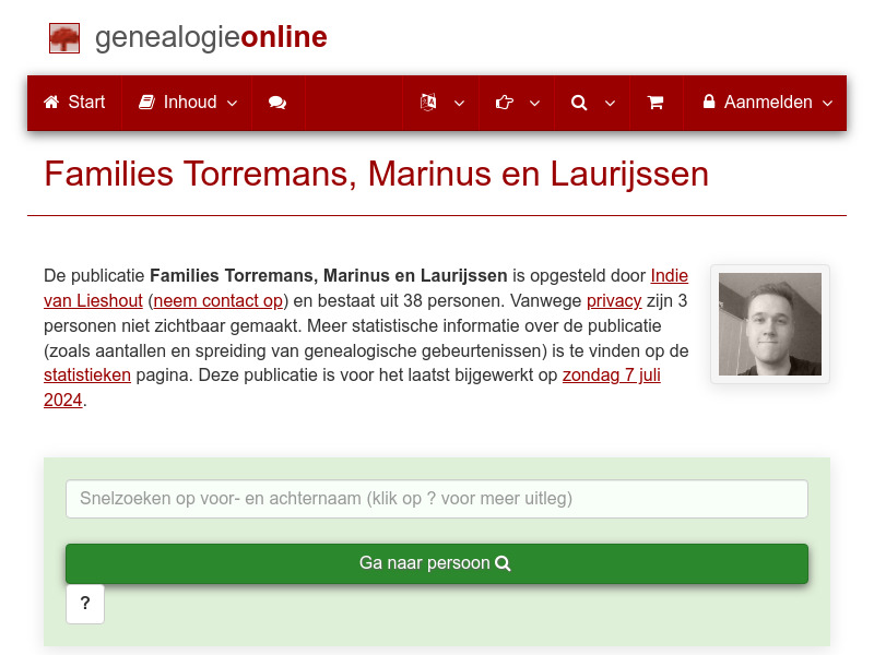 Screenshot van website