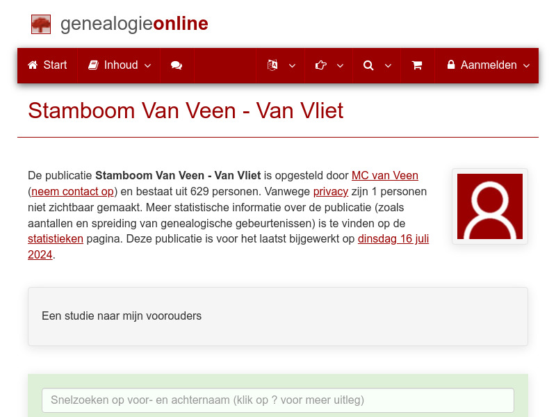 Screenshot van website