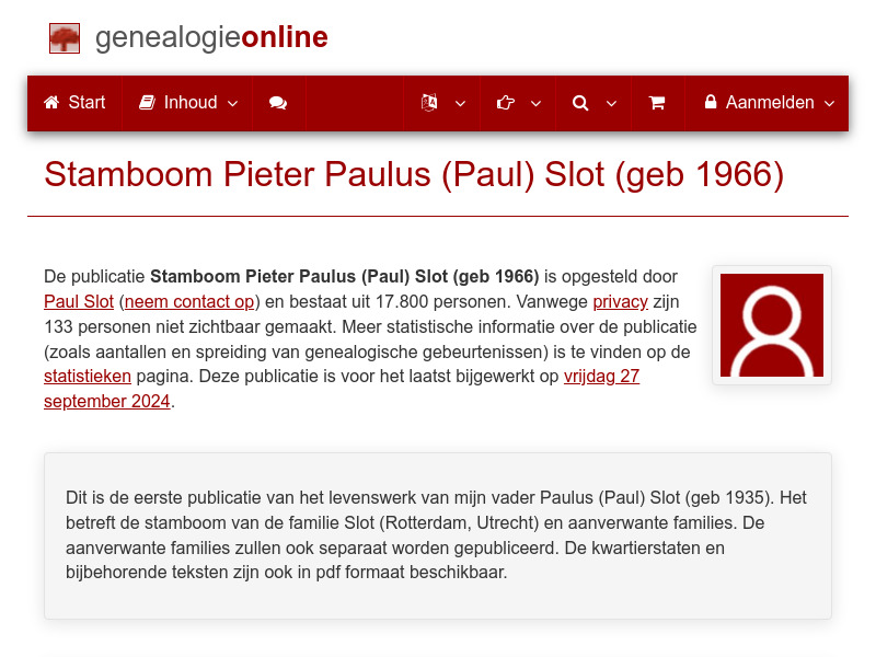 Screenshot van website