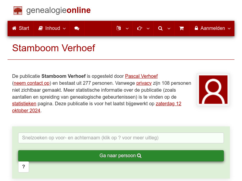 Screenshot van website