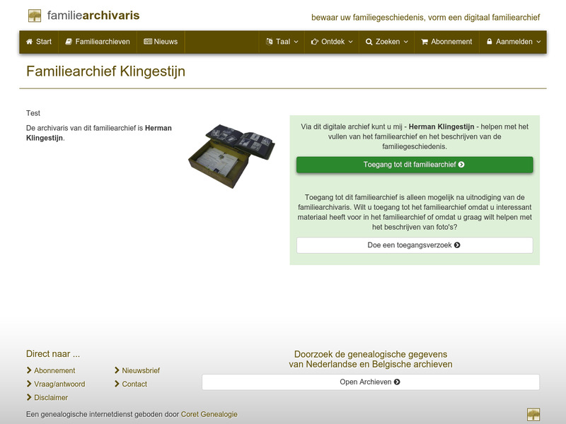 Screenshot van website