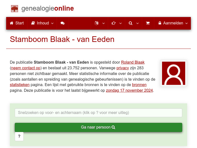 Screenshot van website