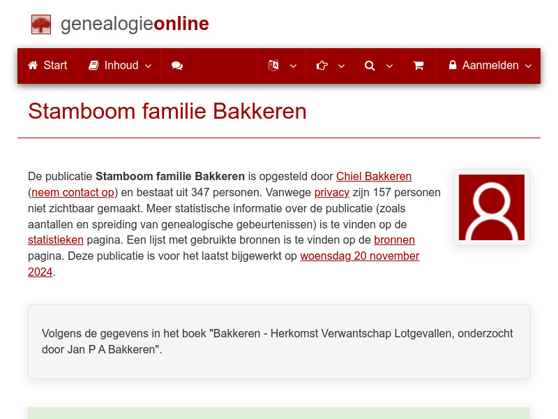 Screenshot van website