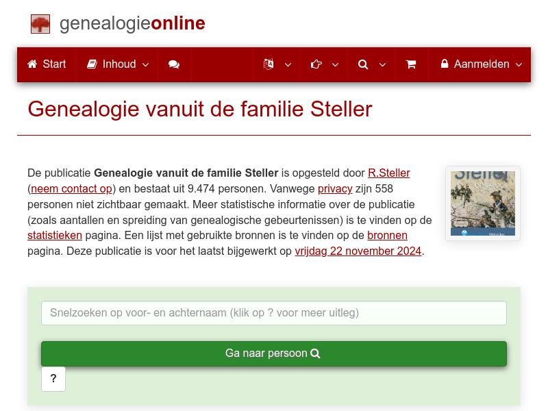 Screenshot van website