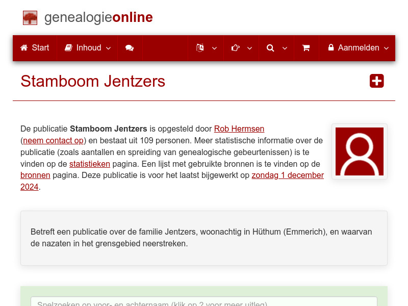 Screenshot van website