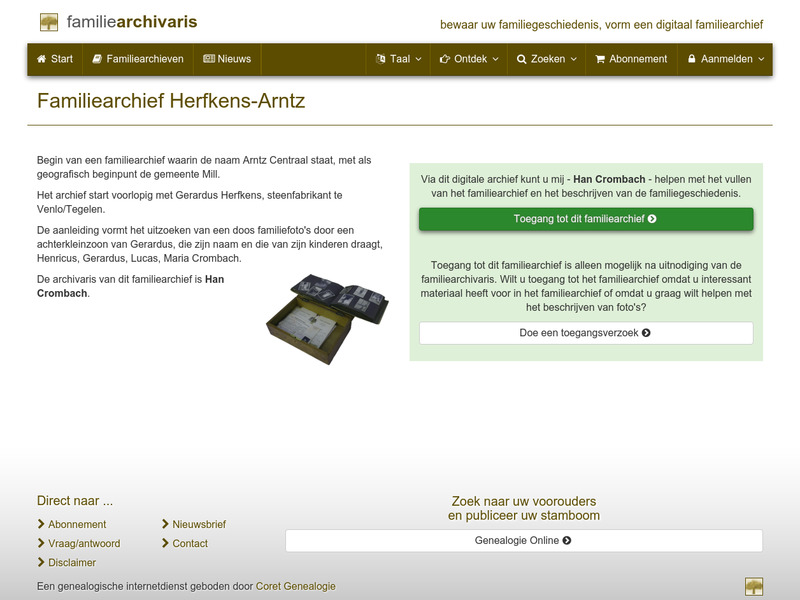 Screenshot van website