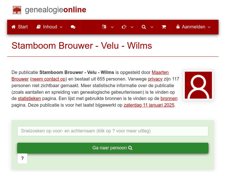 Screenshot van website