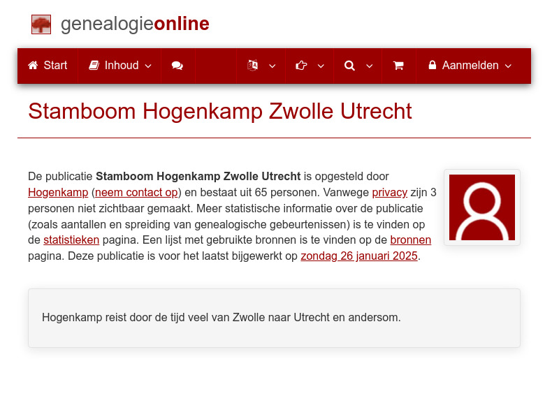 Screenshot van website