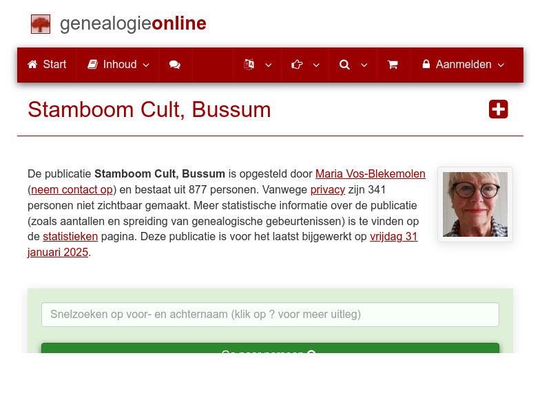 Screenshot van website