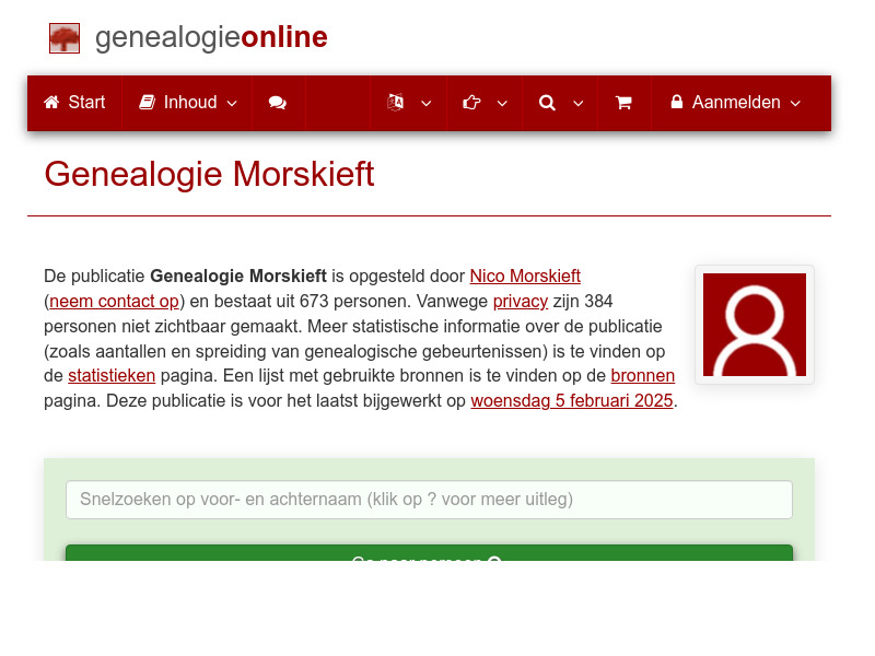 Screenshot van website