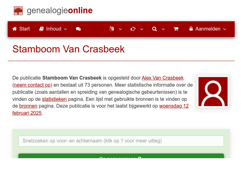 Screenshot van website