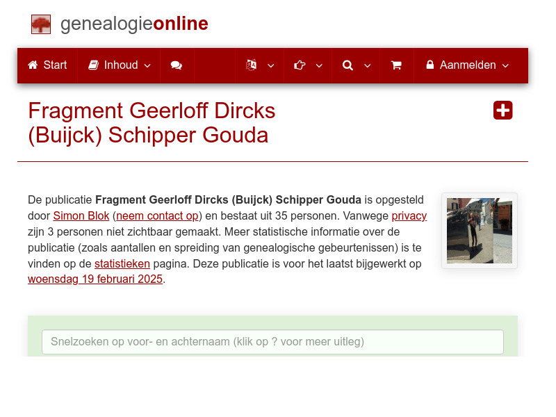 Screenshot van website