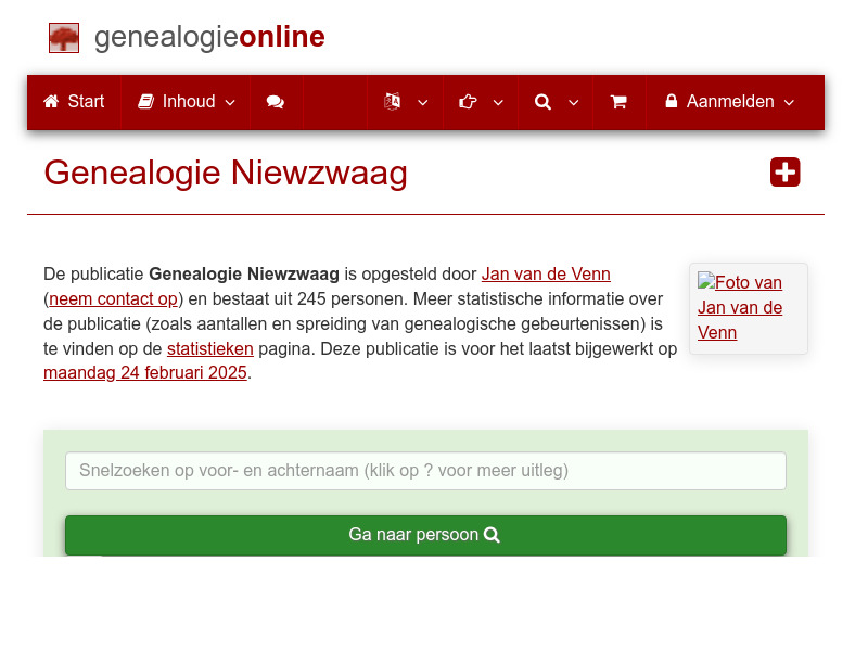 Screenshot van website