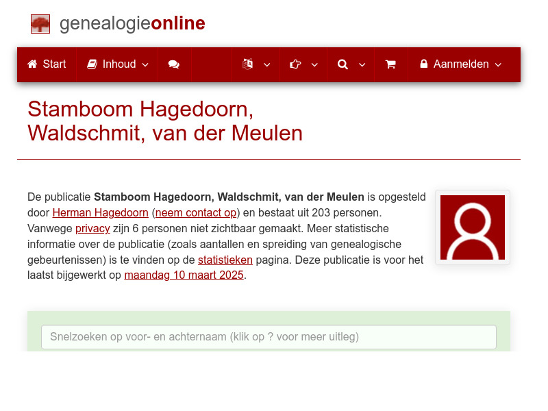 Screenshot van website