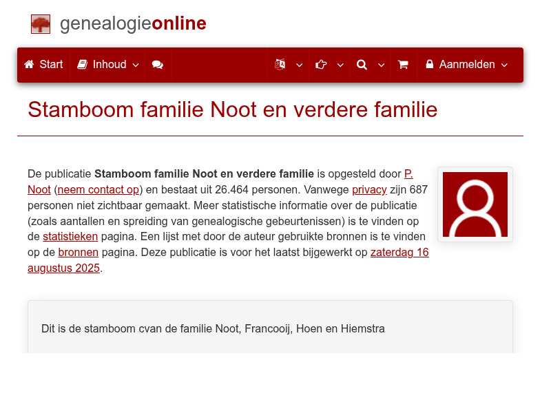 Screenshot van website