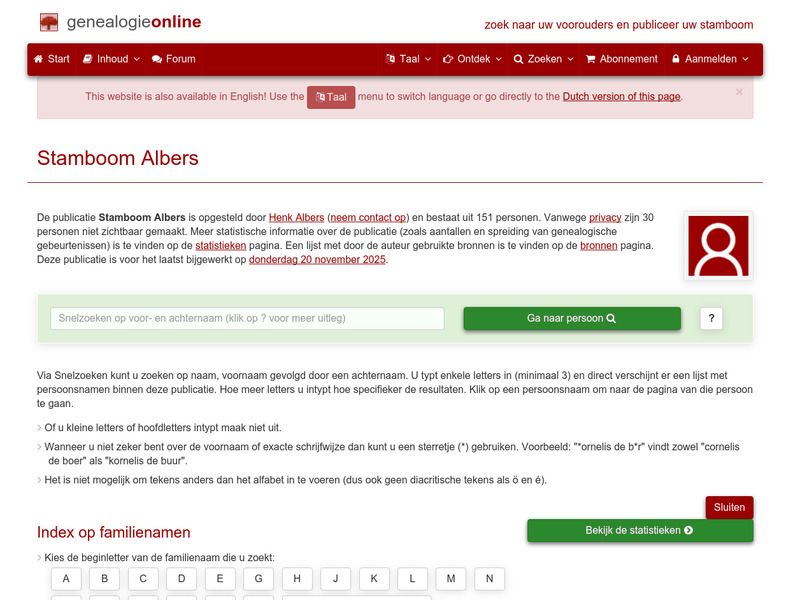 Screenshot van website