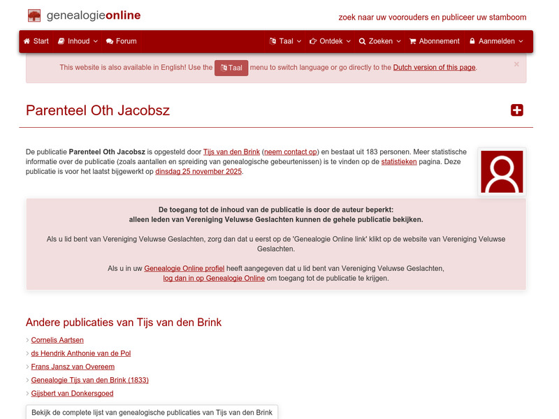 Screenshot van website