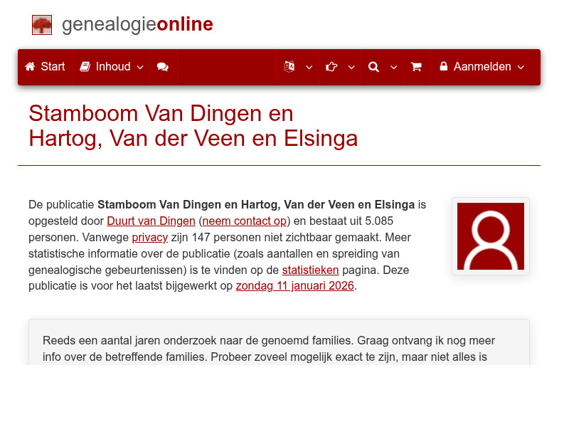 Screenshot van website