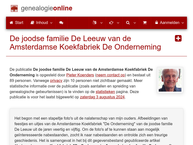 Screenshot van website