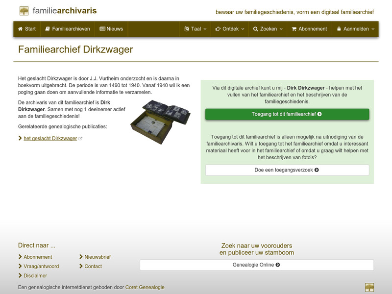 Screenshot van website