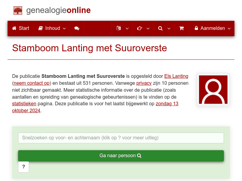 Screenshot van website