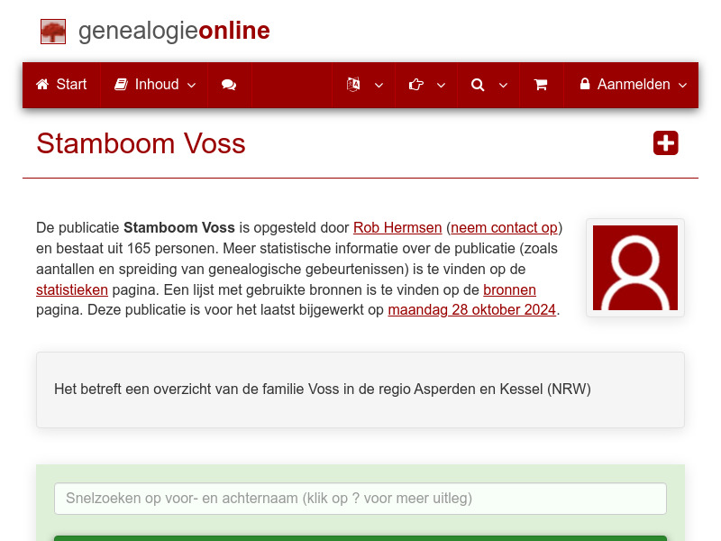 Screenshot van website