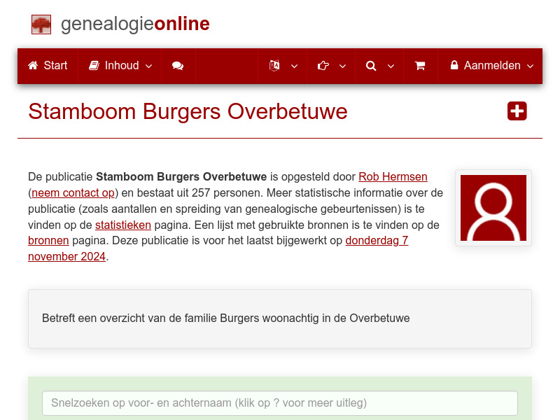 Screenshot van website