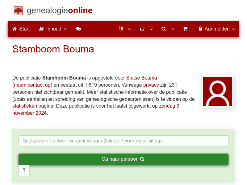 Screenshot van website