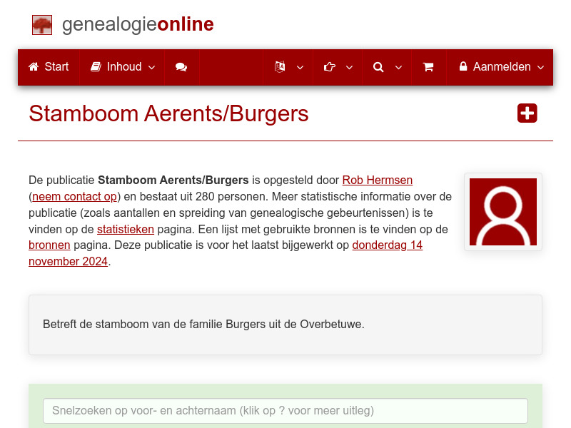 Screenshot van website