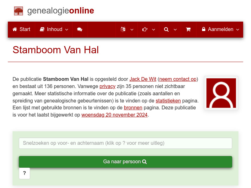 Screenshot van website