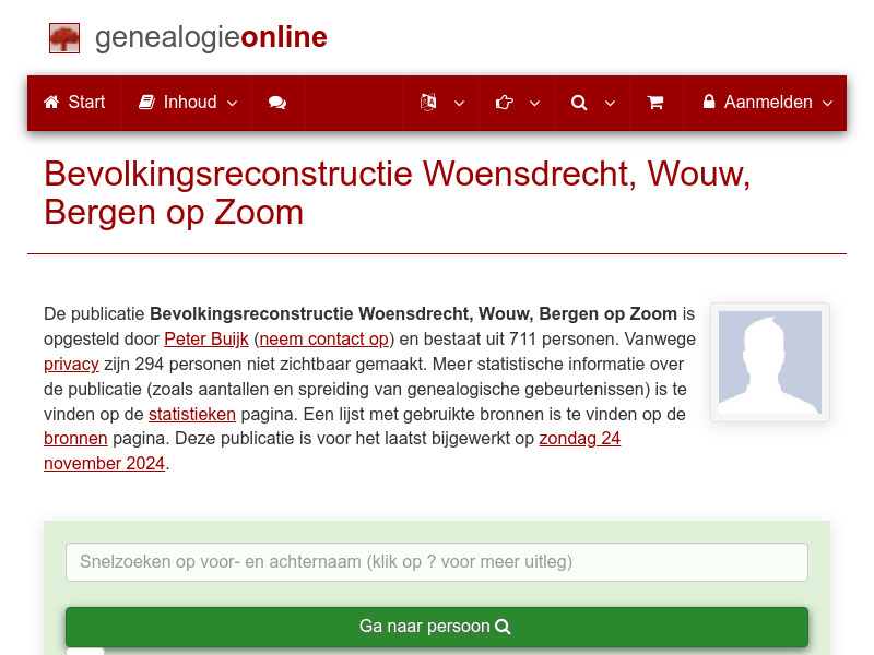 Screenshot van website